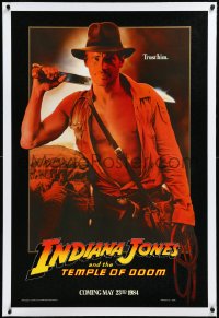 2s1063 INDIANA JONES & THE TEMPLE OF DOOM linen teaser 1sh 1984 Harrison Ford with machete, trust him!