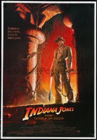 2s1064 INDIANA JONES & THE TEMPLE OF DOOM linen 1sh 1984 adventure is Harrison Ford's name, Wolfe art!