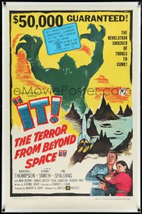 2s1067 IT! THE TERROR FROM BEYOND SPACE linen 1sh 1958 $50,000 guaranteed if you can prove IT!