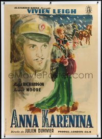 2s0535 ANNA KARENINA linen Italian 1p 1948 different art of Vivien Leigh, Alexander Korda, ultra rare!