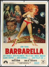 2s0536 BARBARELLA linen Italian 1p 1968 sexiest sci-fi art of Jane Fonda & cast by Mos, Roger Vadim!