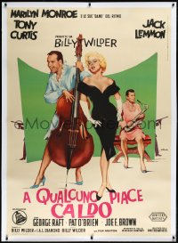 2s0556 SOME LIKE IT HOT linen Italian 1p R1960s Olivetti art of Monroe with Curtis & Lemmon!