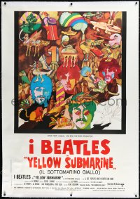2s0561 YELLOW SUBMARINE linen Italian 1p R1970s colorful art of Beatles John, Paul, Ringo & George!