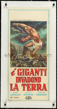 2s0705 AMAZING COLOSSAL MAN linen Italian locandina 1958 different Sandro Symeoni monster art, rare!