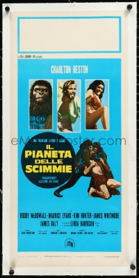 2s0708 PLANET OF THE APES linen Italian locandina R1970s Charlton Heston, classic sci-fi, different!