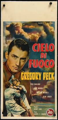 2s0710 TWELVE O'CLOCK HIGH linen Italian locandina 1950 WWII pilot Gregory Peck, different & rare!