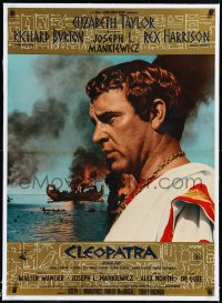 2s0663 CLEOPATRA linen Italian 27x37 pbusta 1964 profile portrait of Richard Burton by burning ship!