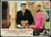 2s0687 BONNIE & CLYDE linen Italian 19x26 pbusta 1967 c/u of sexy Faye Dunaway grabbing Beatty's gun!