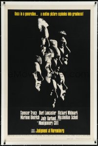 2s1076 JUDGMENT AT NUREMBERG linen 1sh 1961 Spencer Tracy, Judy Garland, Lancaster, Dietrich, Schell!