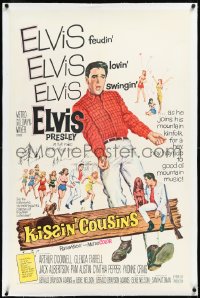 2s1082 KISSIN' COUSINS linen 1sh 1964 cool art of hillbilly Elvis Presley, feudin', lovin', swingin'!