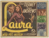 2s0174 LAURA TC 1944 Dana Andrews, sexy Gene Tierney, Vincent Price, Webb, Otto Preminger classic!