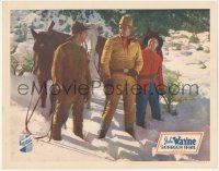 2s0240 OREGON TRAIL LC 1936 big John Wayne with a Mountie & other guy standing in the snow, rare!