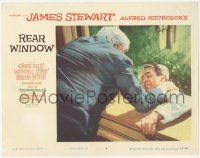 2s0190 REAR WINDOW LC #3 1954 Alfred Hitchcock, Raymond Burr pushes Jimmy Stewart out of window!