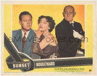 2s0255 SUNSET BOULEVARD LC #5 1950 3-shot of William Holden, Gloria Swanson & Erich von Stroheim!