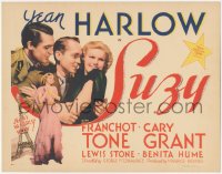 2s0182 SUZY TC 1936 Jean Harlow between Cary Grant & Franchot Tone in Paris, ultra rare!