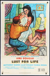 2s1092 LUST FOR LIFE signed linen 1sh 1956 by Kirk Douglas, wonderful art as artist Vincent Van Gogh!