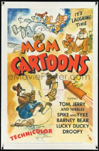 2s1105 MGM CARTOONS linen 1sh 1955 Tom & Jerry, Droopy, Spike & Tyke, Barney Bear, Lucky Ducky!