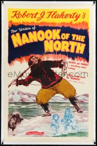2s1112 NANOOK OF THE NORTH linen 1sh R1948 Arctic adventure, great artwork of Eskimo throwing spear!