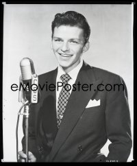 2s0372 FRANK SINATRA 8x10 studio negative 1940s smiling youthful portrait by CBS radio microphone!