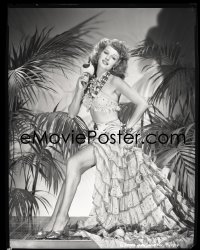 2s0338 RITA HAYWORTH camera original 8x10 negative 1940s c/u in tropical outfit with maracas!