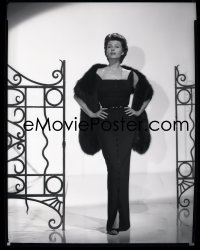 2s0415 RITA HAYWORTH 8x10 studio negative 1950s full-length wearing mink coat by iron gate!
