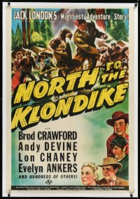 2s1119 NORTH TO THE KLONDIKE linen 1sh 1942 Broderick Crawford, Andy Devine, Jack London story, rare!