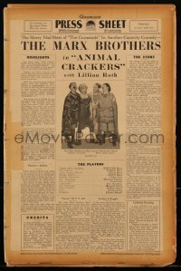 2s0042 ANIMAL CRACKERS pressbook 1930 all 4 Marx Brothers, Groucho, Chico, Harpo, Zeppo, ultra rare!