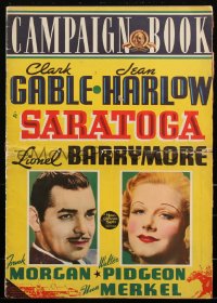 2s0064 SARATOGA pressbook 1937 Clark Gable & Jean Harlow, great color poster images, ultra rare!