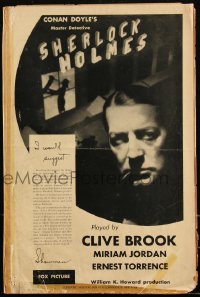 2s0065 SHERLOCK HOLMES pressbook 1932 detective Clive Brook, Reginald Owen as Watson, ultra rare!