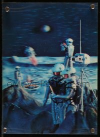 2s0152 2001: A SPACE ODYSSEY Cinerama lenticular Japanese postcard 1968 art of astronauts on moon!