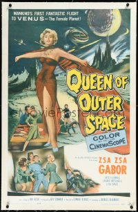 2s1148 QUEEN OF OUTER SPACE linen 1sh 1958 Zsa Zsa Gabor on Venus, by Ben Hecht & Charles Beaumont!