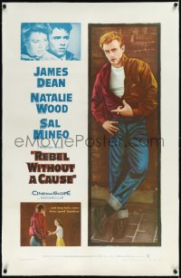 2s1153 REBEL WITHOUT A CAUSE linen 1sh R1957 Nicholas Ray, James Dean, a bad boy from a good family!