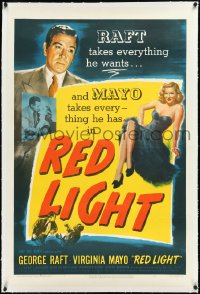 2s1155 RED LIGHT linen 1sh 1949 strong-arm George Raft baits his trap w/sexy blonde Virginia Mayo!
