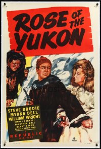 2s1164 ROSE OF THE YUKON linen 1sh 1948 Steve Brodie & pretty Myrna Dell, Alaska adventure art!