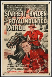 2s1166 ROYAL MOUNTED PATROL linen 1sh 1941 art of Canadian Mounties Charles Starrett & Russell Hayden!