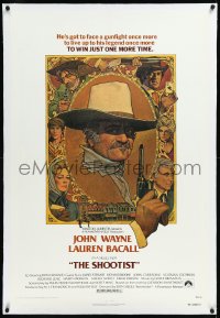 2s1176 SHOOTIST linen 1sh 1976 best Richard Amsel artwork of aging gunfighter John Wayne & cast!