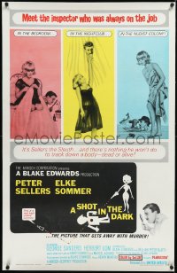 2s1177 SHOT IN THE DARK linen 1sh 1964 Blake Edwards, Peter Sellers, sexy Elke Sommer, Pink Panther!