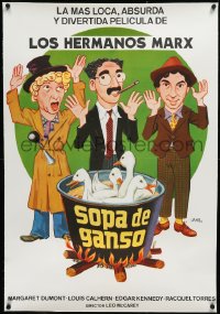 2s0764 DUCK SOUP linen Spanish R1970s different Jano art of Marx Bros, Groucho, Harpo & Chico, rare!