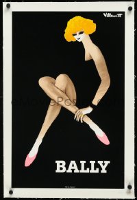2s0590 BALLY linen 15x24 French advertising poster 1980s cool art of blonde woman by Bernard Villemot!