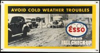 2s0593 ESSO linen 22x44 advertising poster 1930s avoid cold weather troubles with a fall checkup!