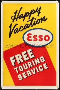 2s0594 ESSO linen 29x44 advertising poster 1930s Happy Vacation, free touring service, rare!