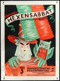 2s0580 HEXENSABBAT linen 34x47 German special poster 1930s cool art by Roman Feldmeyer, ultra rare!