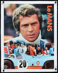 2s0610 LE MANS linen 17x23 special poster 1971 Gulf Oil, close up of race car driver Steve McQueen!