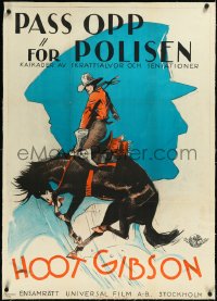 2s0680 BUCKAROO KID linen Swedish 1926 great art of cowboy Hoot Gibson on horse, Peter B. Kyne, rare!