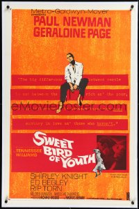 2s1211 SWEET BIRD OF YOUTH signed linen 1sh 1962 by Geraldine Page, from Tennessee Williams, Newman