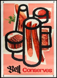 2s0518 BELL CONSERVES linen Swiss 1950s Celestino Piatti art of delicious meats, ultra rare!