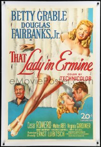 2s1219 THAT LADY IN ERMINE linen 1sh 1948 Betty Grable naked except for title coat & Douglas Fairbanks Jr.!