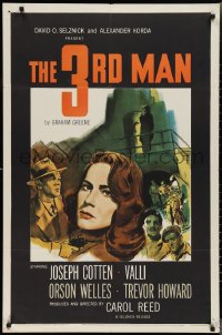 2s0168 THIRD MAN 1sh 1949 art of Orson Welles in doorway, plus Cotten & Valli, classic film noir!