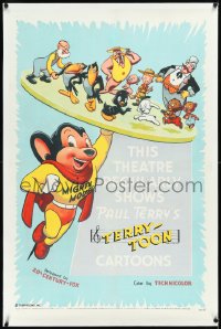 2s1224 THIS THEATER REGULARLY SHOWS PAUL TERRY'S TERRY-TOON CARTOONS linen 1sh 1955 Mighty Mouse!