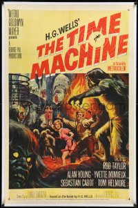 2s1231 TIME MACHINE linen 1sh 1960 H.G. Wells, George Pal, great Reynold Brown sci-fi artwork!